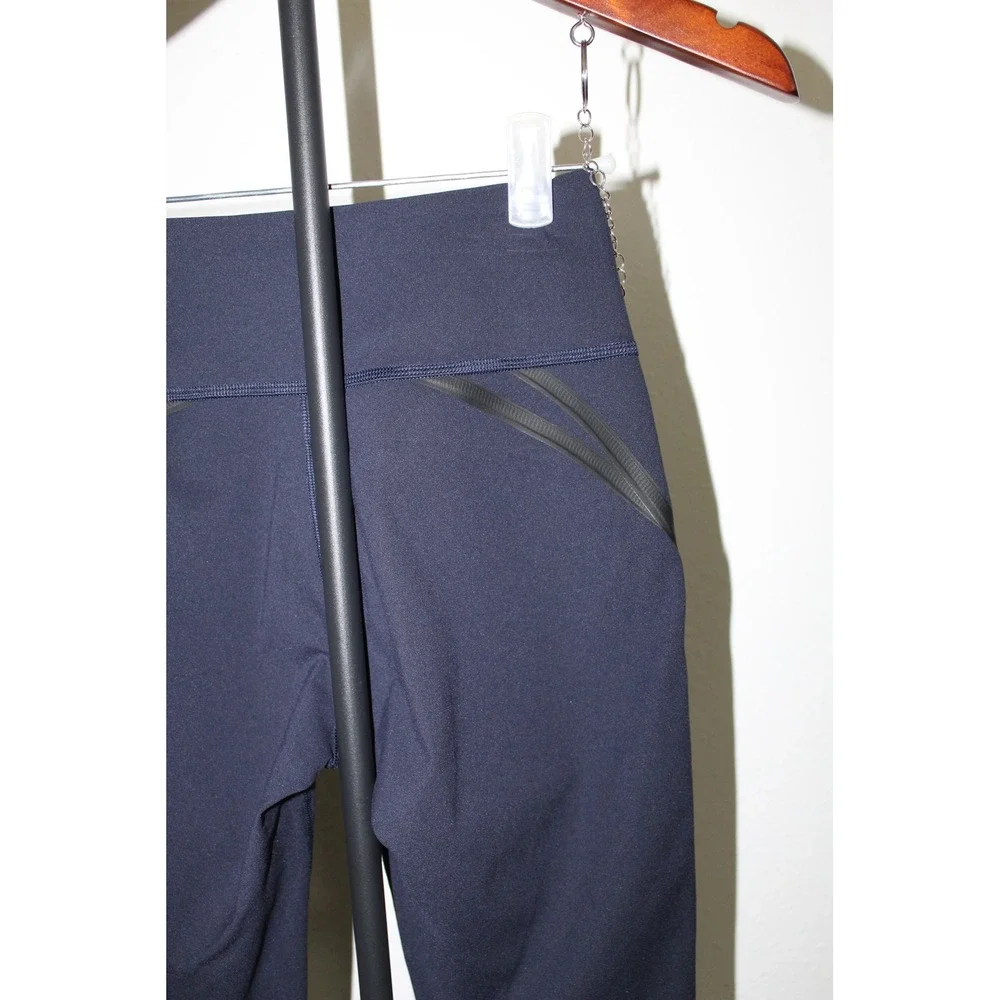 Spanx Navy Blue High Waisted Active Leggings Zipper Pockets XS TP RN112121